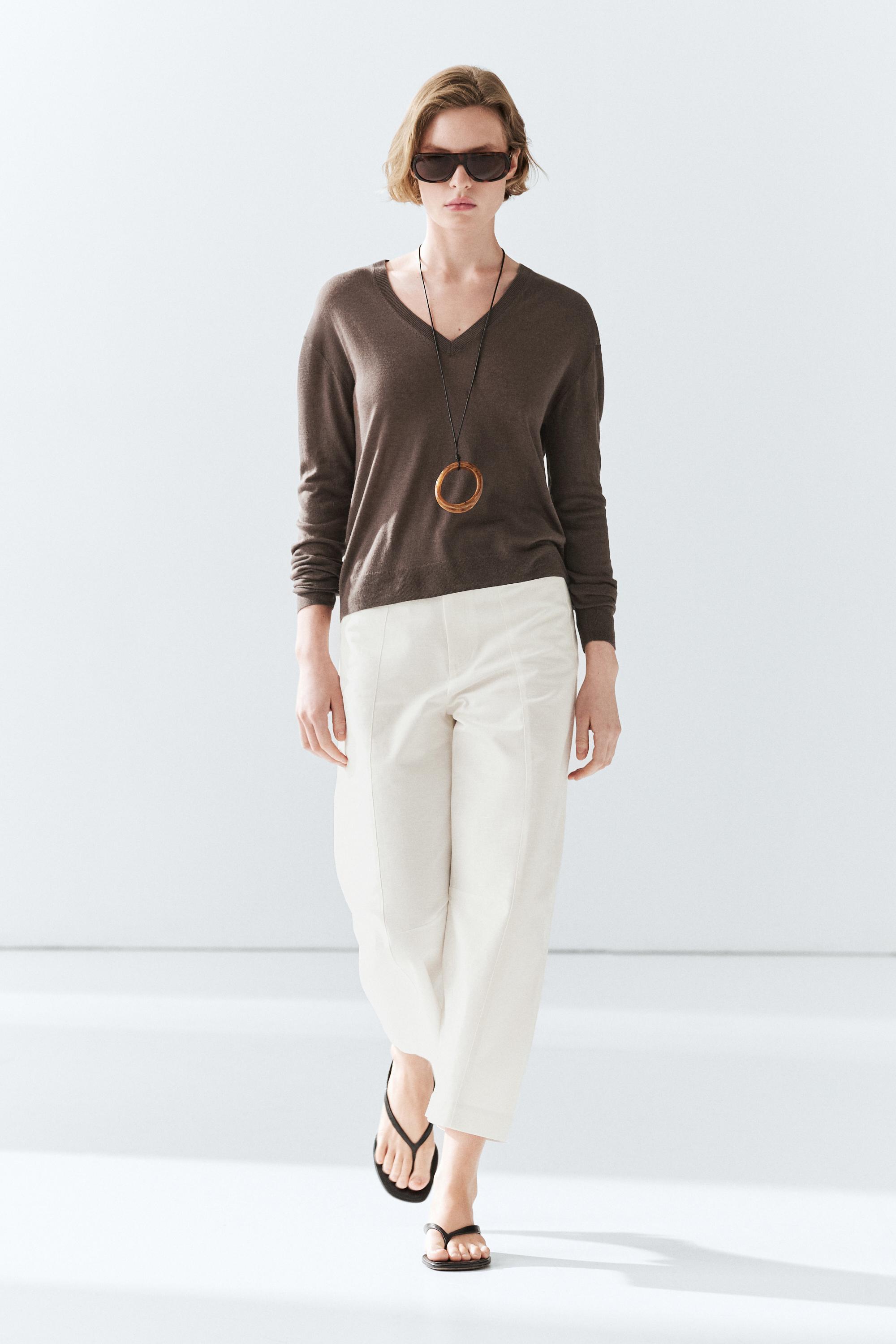Silk and wool blend knit sweater